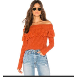 Tularosa Fringe Sweater in Rust XS